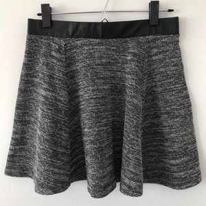 Divided Black & White Skater Skirt w/ Leather Band